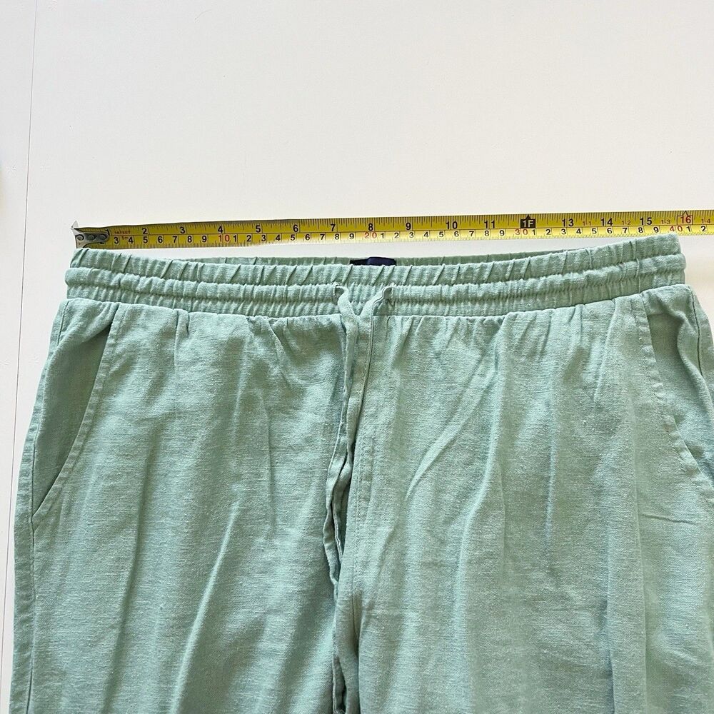 Women's Gap Linen Rayon Wide Leg Green Pants Elastic Waist Drawstring M Medium - Picture 7 of 16